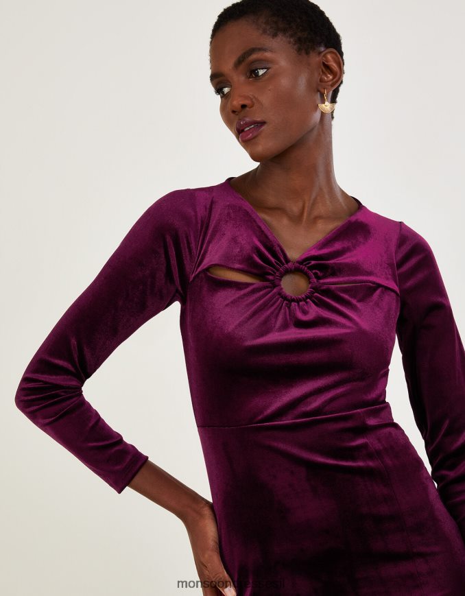 הַלבָּשָׁה Monsoon שמלת קטיפה של cece עם פוליאסטר ממוחזר אָדוֹם נשים HTJ0TZ899