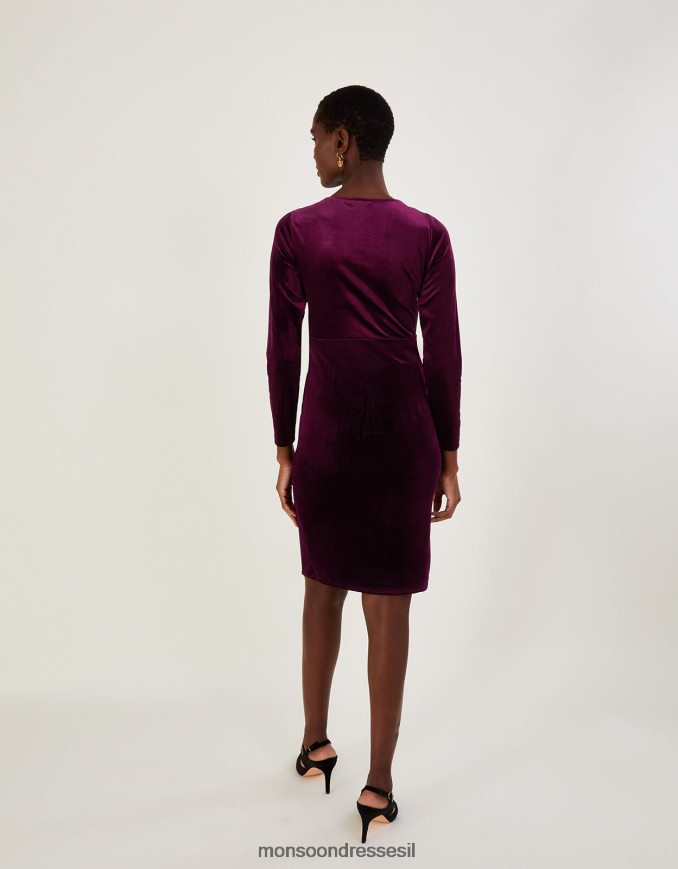 הַלבָּשָׁה Monsoon שמלת קטיפה של cece עם פוליאסטר ממוחזר אָדוֹם נשים HTJ0TZ899