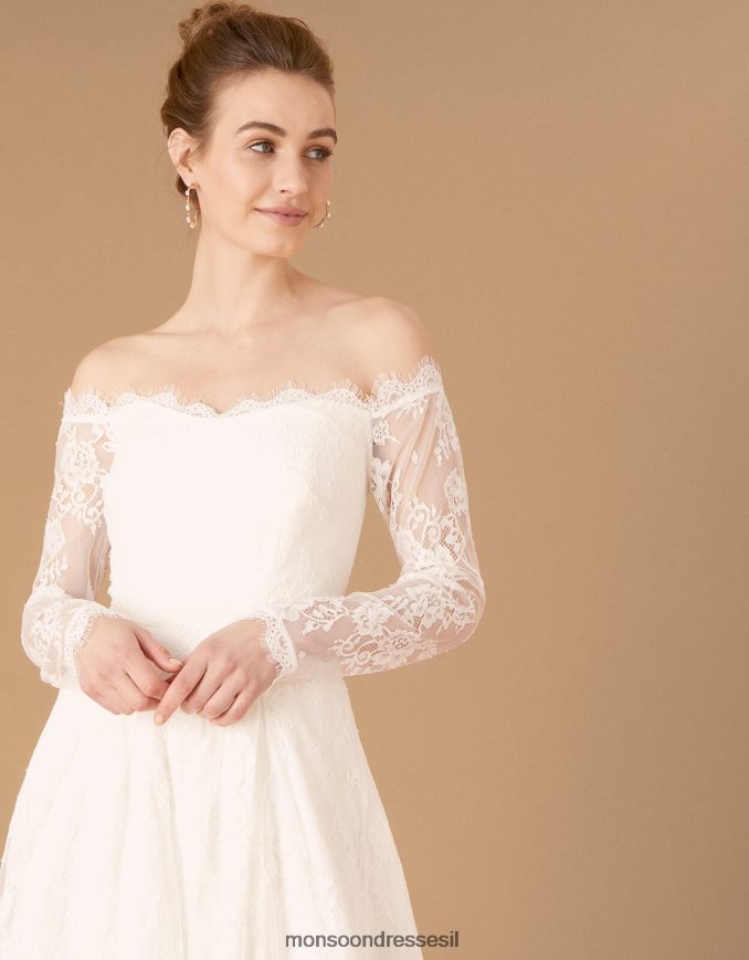 הַלבָּשָׁה Monsoon שמלת מקסי תחרה של cecily bridal bardot שֶׁנהָב נשים HTJ0TZ1131