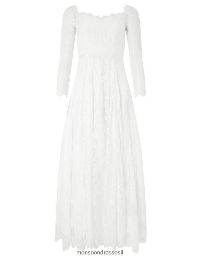 הַלבָּשָׁה Monsoon שמלת מקסי תחרה של cecily bridal bardot שֶׁנהָב נשים HTJ0TZ1131