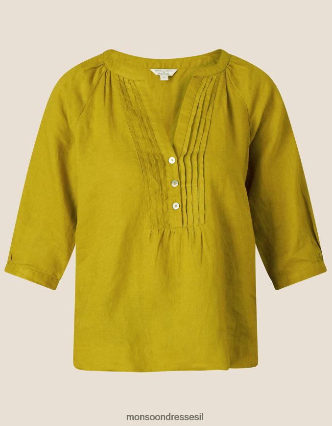 הַלבָּשָׁה Monsoon חולצת פשתן ירוק (chartreuse) נשים HTJ0TZ1028