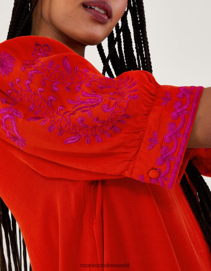 הַלבָּשָׁה Monsoon שמלת טוניקה רקומה של chrissy תפוז נשים HTJ0TZ191