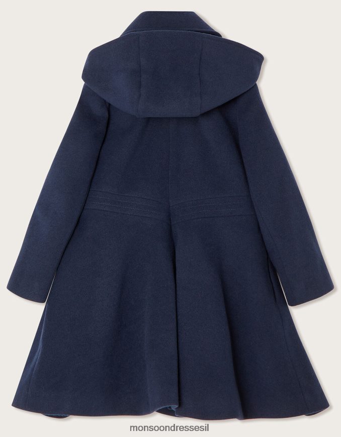 הַלבָּשָׁה Monsoon מעיל קפוצ'ון עם פרט corsage כחול (צי) ילדה HTJ0TZ1687