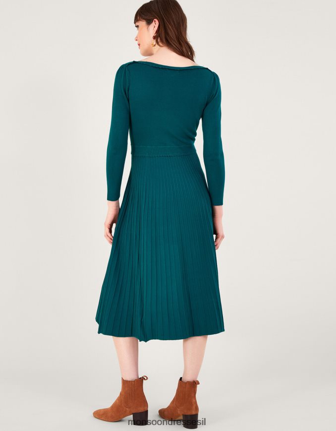 הַלבָּשָׁה Monsoon שמלת מידי עם גזרת קפלים עם צווארון חתוך עם ecovero טַוָס נשים HTJ0TZ119