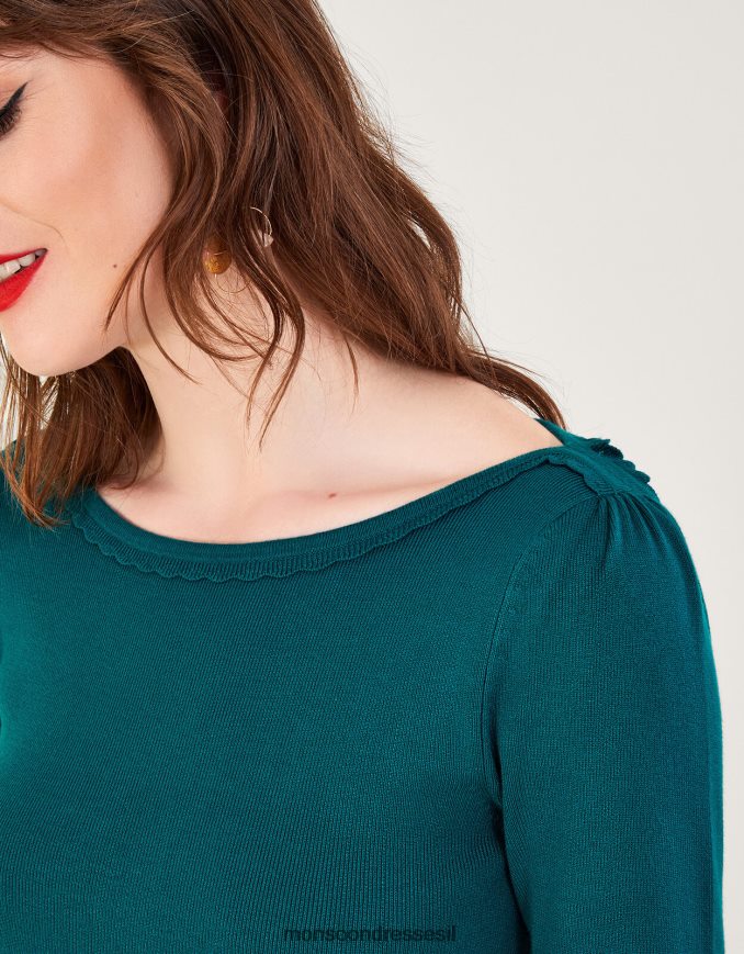 הַלבָּשָׁה Monsoon שמלת מידי עם גזרת קפלים עם צווארון חתוך עם ecovero טַוָס נשים HTJ0TZ119