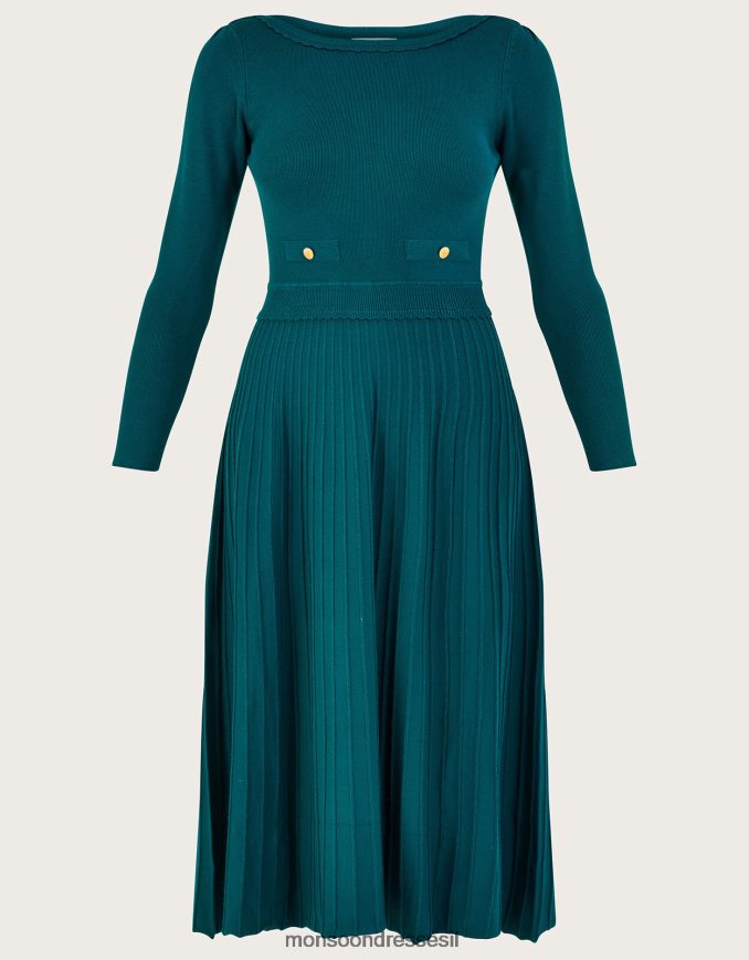 הַלבָּשָׁה Monsoon שמלת מידי עם גזרת קפלים עם צווארון חתוך עם ecovero טַוָס נשים HTJ0TZ119