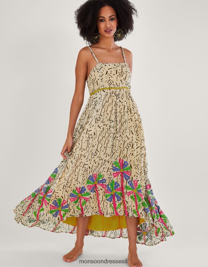 הַלבָּשָׁה Monsoon שמלה בהדפס מטפחת עם ecovero צהוב נשים HTJ0TZ324