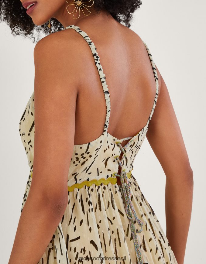 הַלבָּשָׁה Monsoon שמלה בהדפס מטפחת עם ecovero צהוב נשים HTJ0TZ324