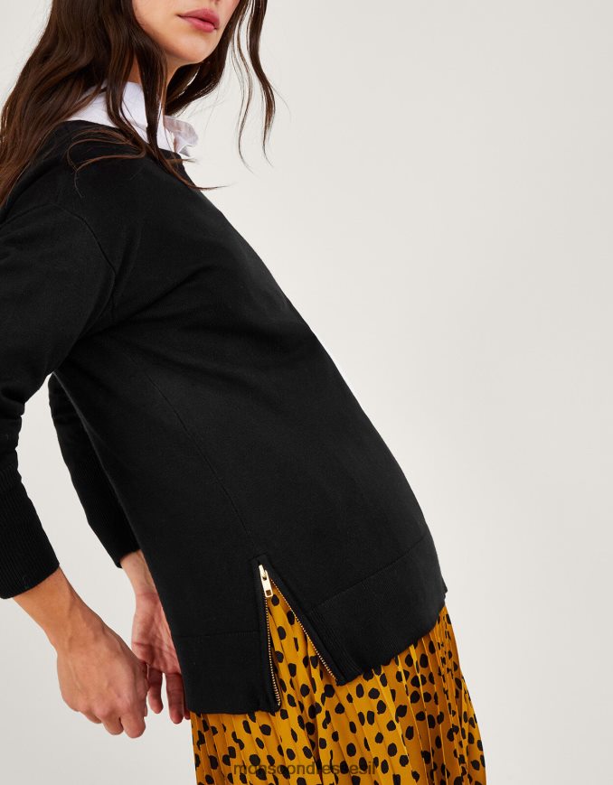 הַלבָּשָׁה Monsoon מגשר עם רוכסן חתוך עם ecovero lenzing שָׁחוֹר נשים HTJ0TZ372