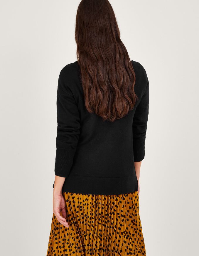 הַלבָּשָׁה Monsoon מגשר עם רוכסן חתוך עם ecovero lenzing שָׁחוֹר נשים HTJ0TZ372