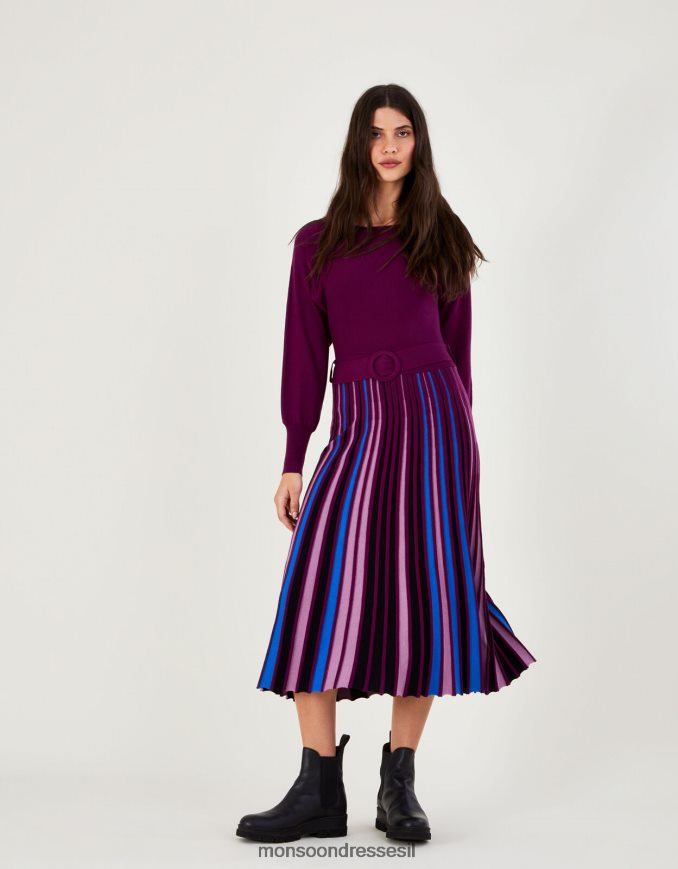 הַלבָּשָׁה Monsoon שמלת חצאית קפלים עם צווארון חתוך עם ecovero lenzing סָגוֹל נשים HTJ0TZ418