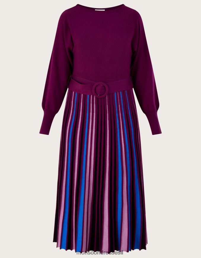 הַלבָּשָׁה Monsoon שמלת חצאית קפלים עם צווארון חתוך עם ecovero lenzing סָגוֹל נשים HTJ0TZ418