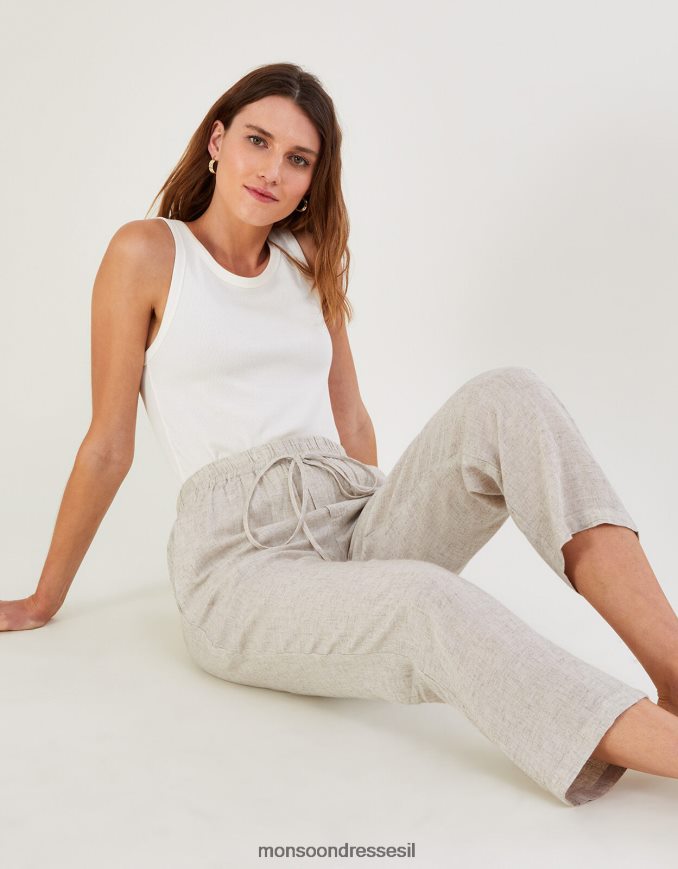 הַלבָּשָׁה Monsoon מכנסי קרופ חלקים עם ecovero lenzing טִבעִי נשים HTJ0TZ740