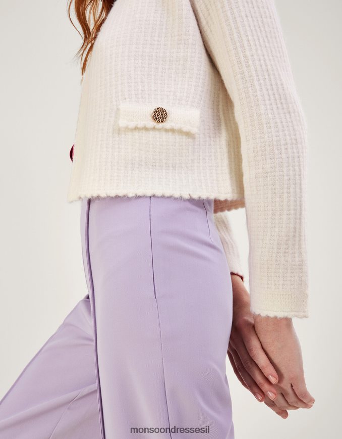 הַלבָּשָׁה Monsoon ז'קט קצוץ סרוג עם פוליאסטר ממוחזר טבעי (ecru) נשים HTJ0TZ1047