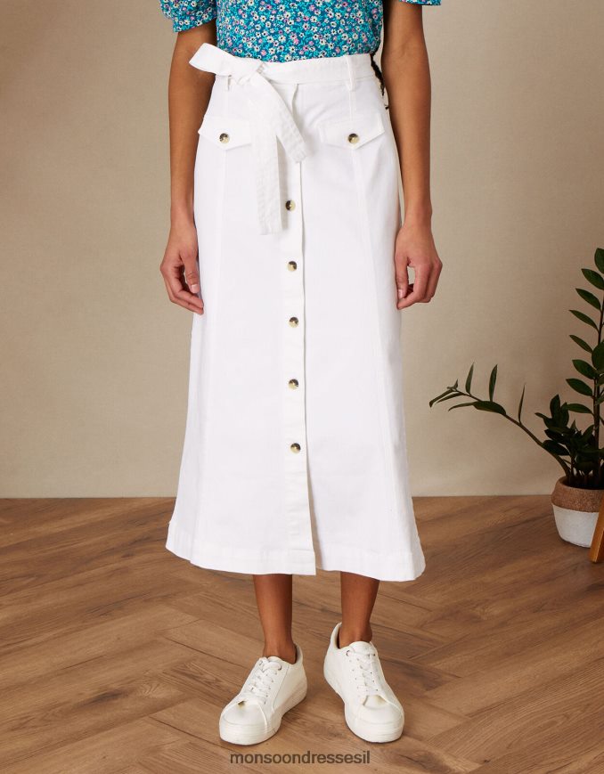 הַלבָּשָׁה Monsoon כפתור דרך חצאית ג'ינס טבעי (ecru) נשים HTJ0TZ1138