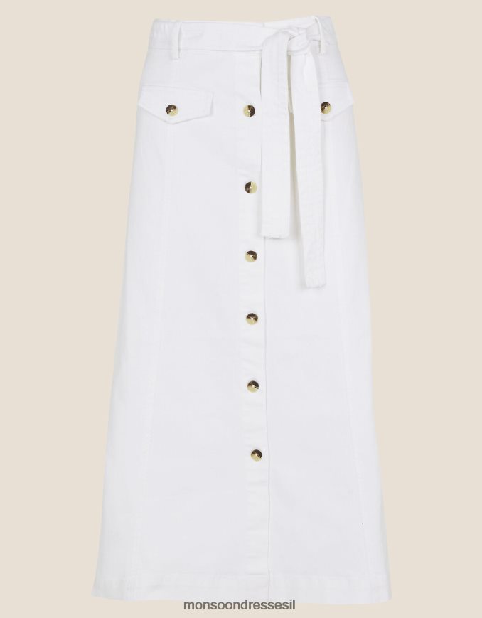 הַלבָּשָׁה Monsoon כפתור דרך חצאית ג'ינס טבעי (ecru) נשים HTJ0TZ1138