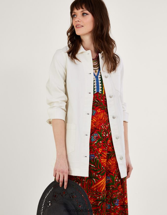 הַלבָּשָׁה Monsoon מעיל ג'ינס מנדי ארוך טבעי (ecru) נשים HTJ0TZ260