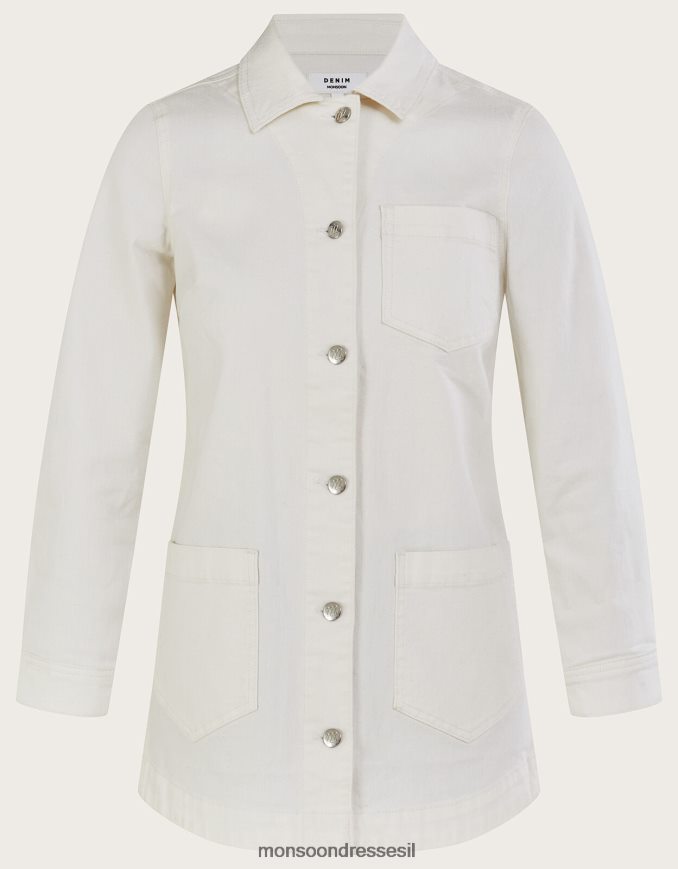 הַלבָּשָׁה Monsoon מעיל ג'ינס מנדי ארוך טבעי (ecru) נשים HTJ0TZ260