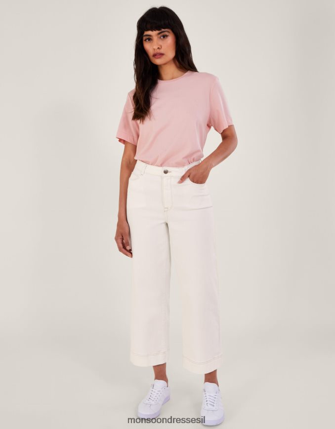 הַלבָּשָׁה Monsoon ג'ינס קצוץ לרגליים רחבות טבעי (ecru) נשים HTJ0TZ671