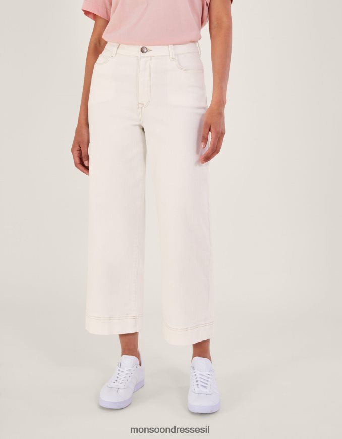 הַלבָּשָׁה Monsoon ג'ינס קצוץ לרגליים רחבות טבעי (ecru) נשים HTJ0TZ671
