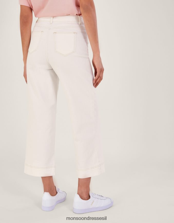 הַלבָּשָׁה Monsoon ג'ינס קצוץ לרגליים רחבות טבעי (ecru) נשים HTJ0TZ671