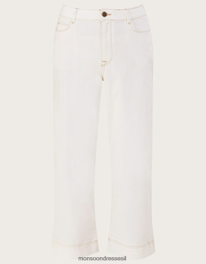 הַלבָּשָׁה Monsoon ג'ינס קצוץ לרגליים רחבות טבעי (ecru) נשים HTJ0TZ671
