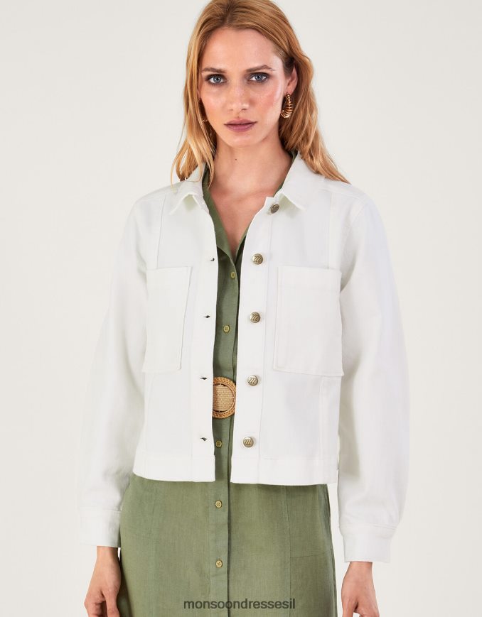 הַלבָּשָׁה Monsoon ז'קט ג'ינס קצר טבעי (ecru) נשים HTJ0TZ947