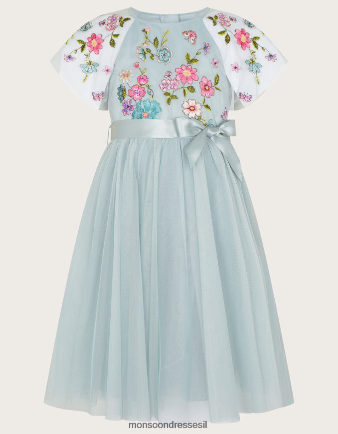 הַלבָּשָׁה Monsoon שמלת שכמייה רקומה של emzy ירוק ילדה HTJ0TZ1975