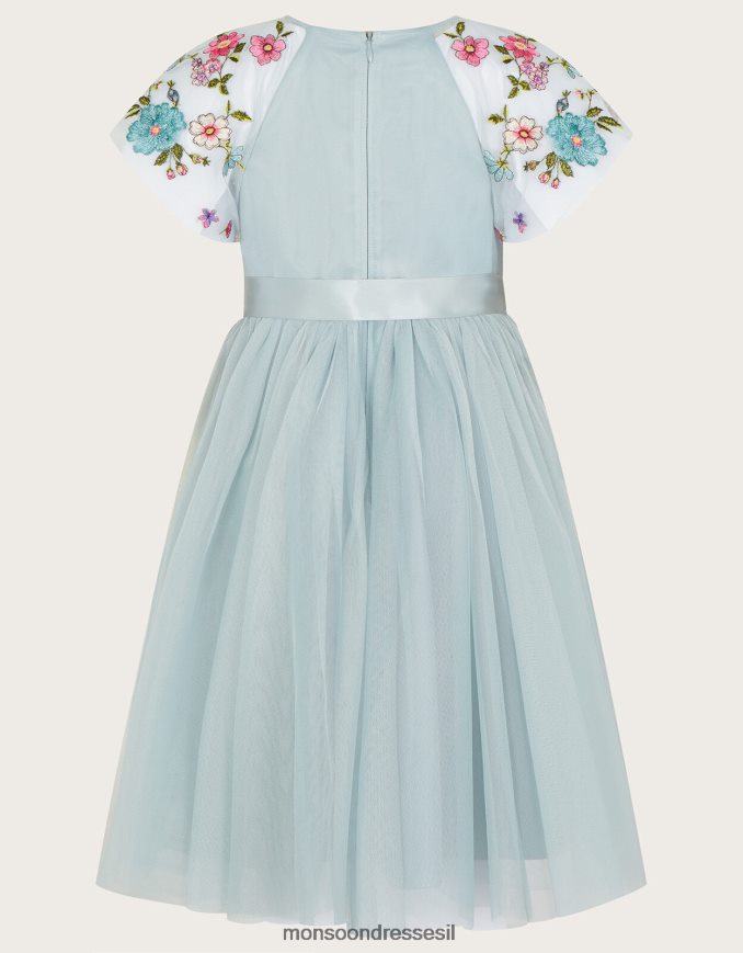 הַלבָּשָׁה Monsoon שמלת שכמייה רקומה של emzy ירוק ילדה HTJ0TZ1975