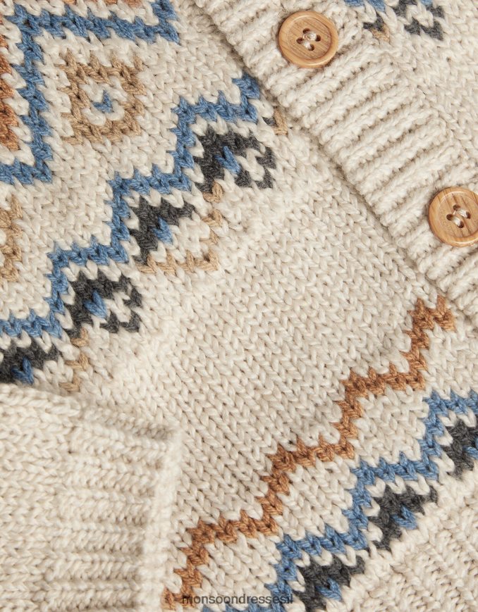 הַלבָּשָׁה Monsoon קרדיגן סרוג של fair isle שֶׁנהָב יְלָדִים HTJ0TZ2249