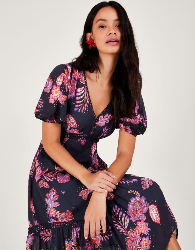 הַלבָּשָׁה Monsoon שמלת כנקי finn בוויסקוזה בת קיימא כחול (צי) נשים HTJ0TZ354