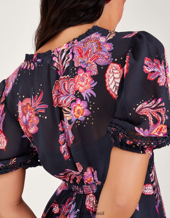 הַלבָּשָׁה Monsoon שמלת כנקי finn בוויסקוזה בת קיימא כחול (צי) נשים HTJ0TZ354