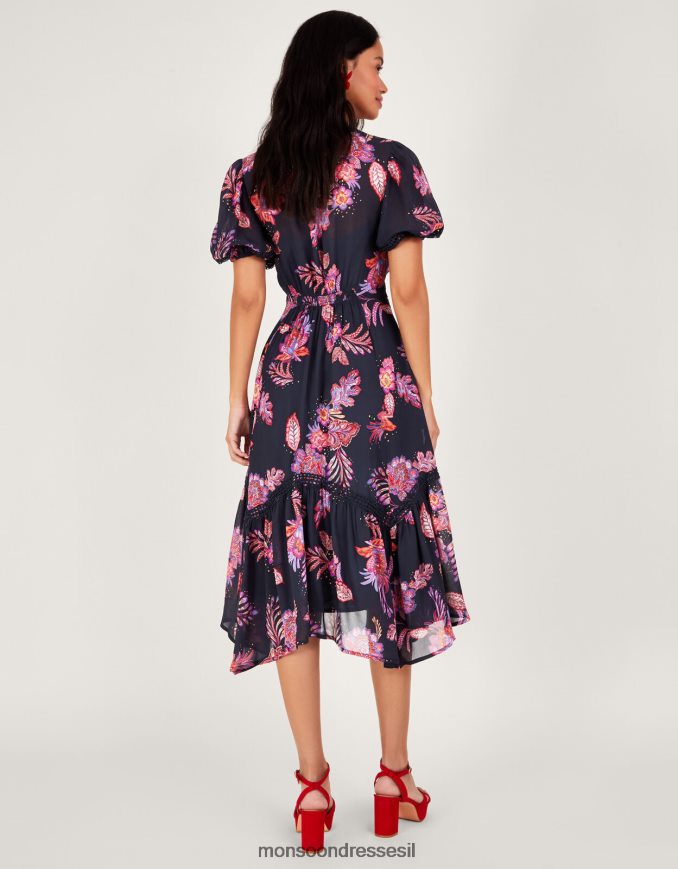 הַלבָּשָׁה Monsoon שמלת כנקי finn בוויסקוזה בת קיימא כחול (צי) נשים HTJ0TZ354