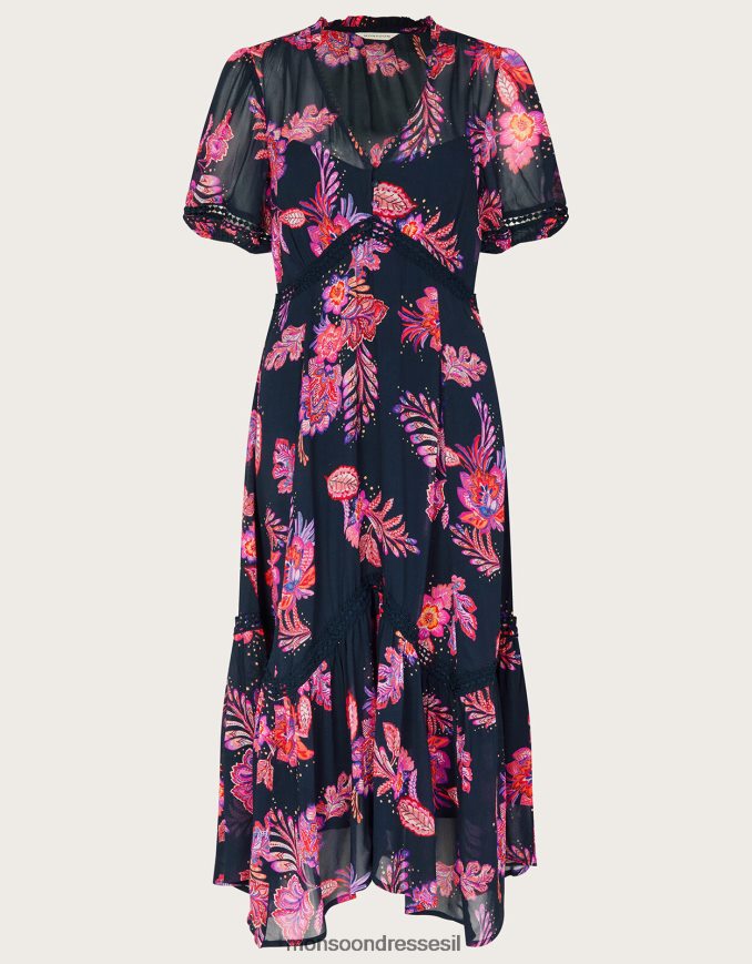 הַלבָּשָׁה Monsoon שמלת כנקי finn בוויסקוזה בת קיימא כחול (צי) נשים HTJ0TZ354