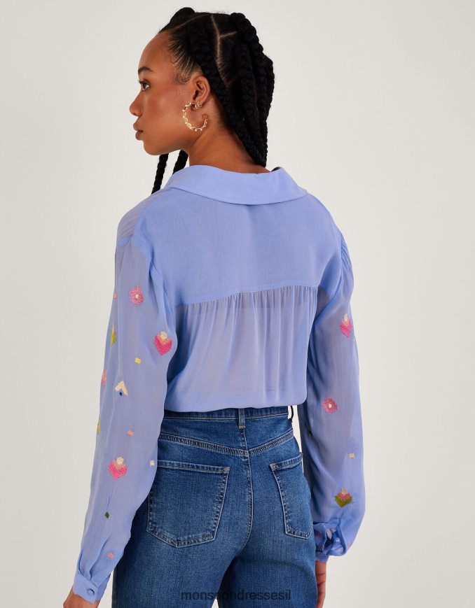 הַלבָּשָׁה Monsoon חולצה רקומה של gael בוויסקוזה בת קיימא כְּחוֹל נשים HTJ0TZ982