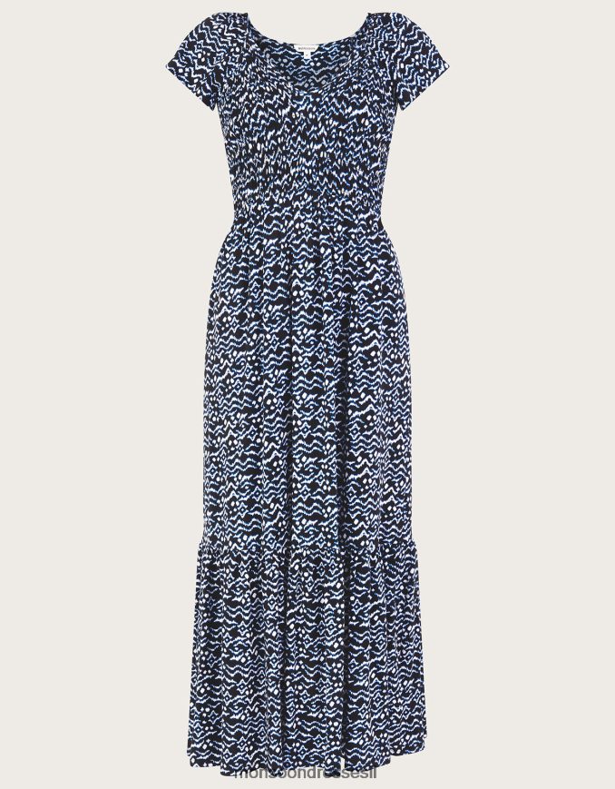 הַלבָּשָׁה Monsoon שמלה משולבת בהדפס gio שָׁחוֹר נשים HTJ0TZ204