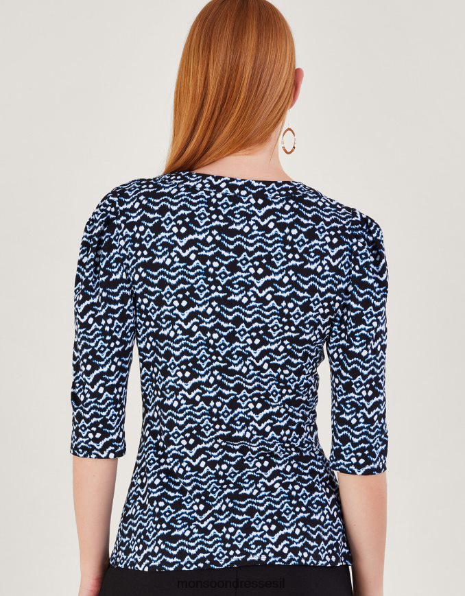 הַלבָּשָׁה Monsoon חולצה בהדפס gio שָׁחוֹר נשים HTJ0TZ74