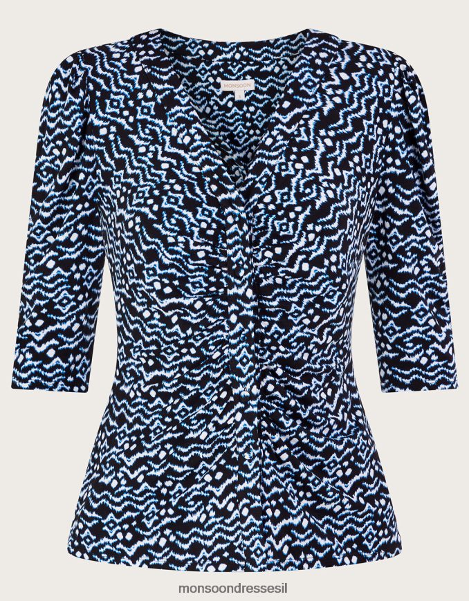 הַלבָּשָׁה Monsoon חולצה בהדפס gio שָׁחוֹר נשים HTJ0TZ74