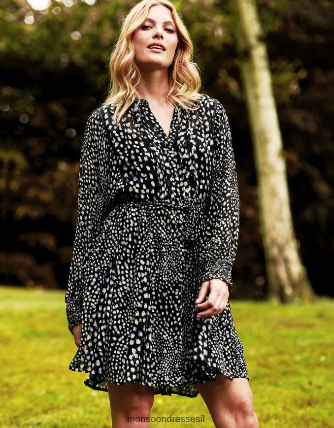 הַלבָּשָׁה Monsoon שמלת חולצת hollis שָׁחוֹר נשים HTJ0TZ180