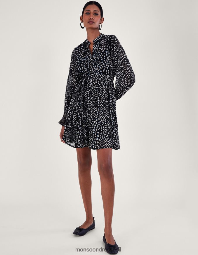 הַלבָּשָׁה Monsoon שמלת חולצת hollis שָׁחוֹר נשים HTJ0TZ180