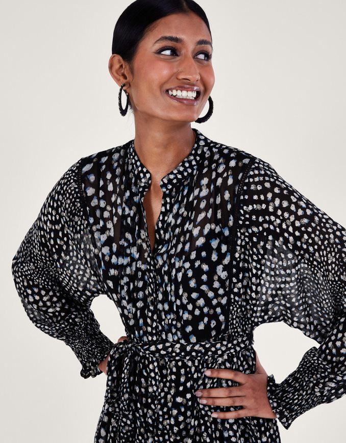 הַלבָּשָׁה Monsoon שמלת חולצת hollis שָׁחוֹר נשים HTJ0TZ180