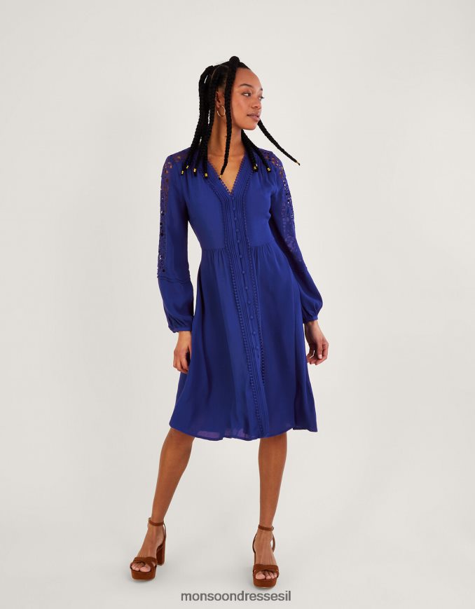 הַלבָּשָׁה Monsoon שמלת תחרה של hope עם lenzing ecovero כחול (קובלט) נשים HTJ0TZ676