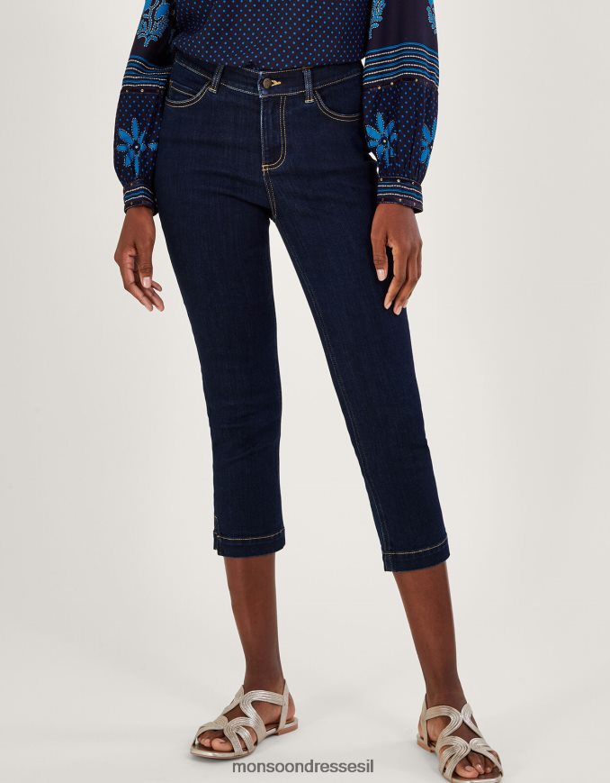 הַלבָּשָׁה Monsoon סקיני ג'ינס idabella crop עם פוליאסטר ממוחזר כחול (אינדיגו) נשים HTJ0TZ976