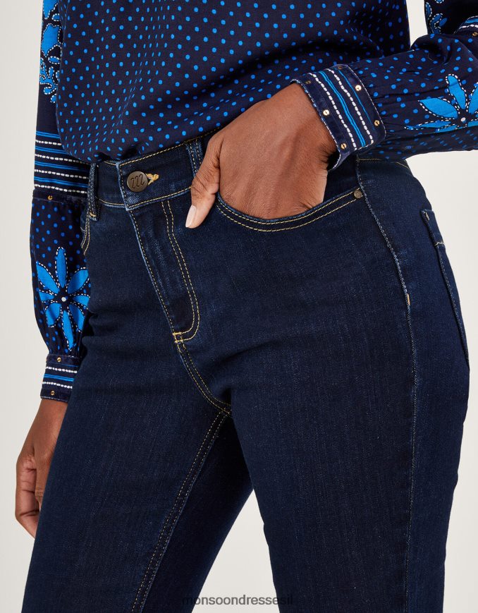 הַלבָּשָׁה Monsoon סקיני ג'ינס idabella crop עם פוליאסטר ממוחזר כחול (אינדיגו) נשים HTJ0TZ976