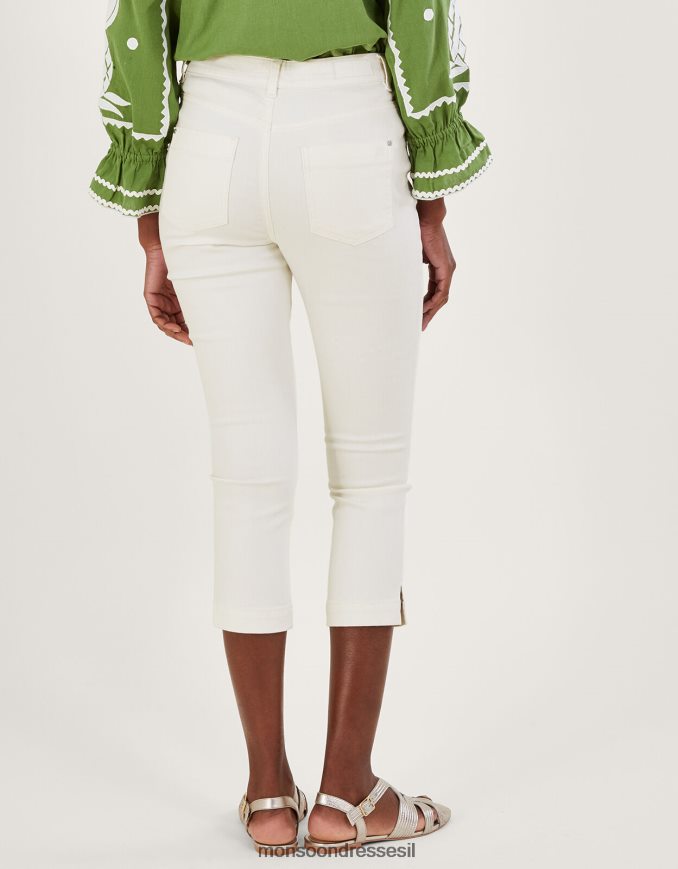 הַלבָּשָׁה Monsoon סקיני ג'ינס של idabella crop עם כותנה בת קיימא טבעי (ecru) נשים HTJ0TZ607