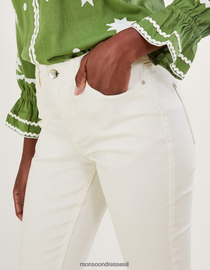 הַלבָּשָׁה Monsoon סקיני ג'ינס של idabella crop עם כותנה בת קיימא טבעי (ecru) נשים HTJ0TZ607