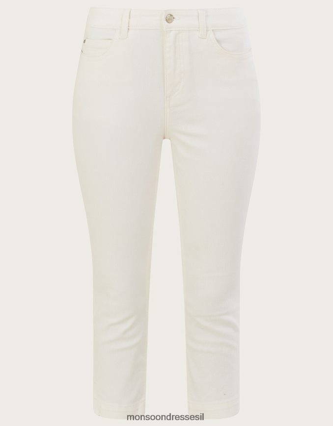 הַלבָּשָׁה Monsoon סקיני ג'ינס של idabella crop עם כותנה בת קיימא טבעי (ecru) נשים HTJ0TZ607