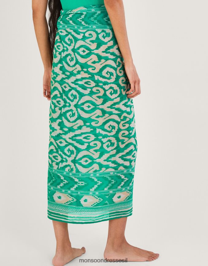 הַלבָּשָׁה Monsoon סרונג הדפס ikat ירוק נשים HTJ0TZ1183