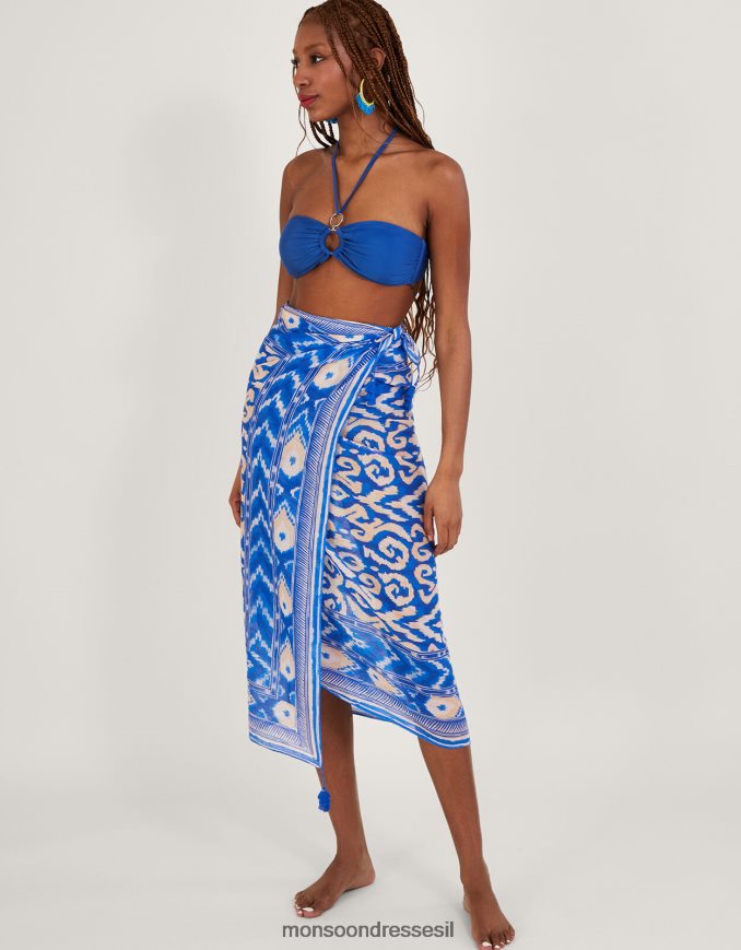 הַלבָּשָׁה Monsoon סרונג הדפס ikat כְּחוֹל נשים HTJ0TZ1184