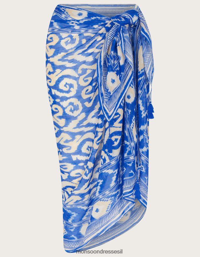 הַלבָּשָׁה Monsoon סרונג הדפס ikat כְּחוֹל נשים HTJ0TZ1184